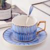 European Style Light Luxury Ceramic Mug with Dish Coffee Tea Water Cup Gold Edged Afternoon Tea Cup Set Household Drinkware