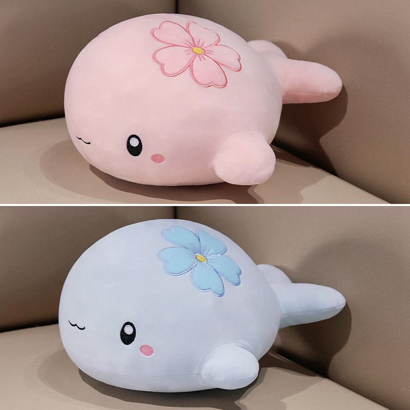 Adorable Pink And Blue Whale Plush Toy Soft Cuddly Stuffed Animal Pillow