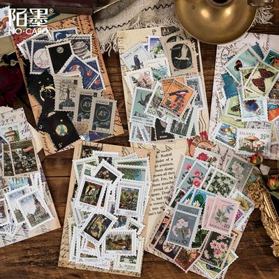 46 Pcs Vintage Stamp Style Stickers Pack Decorative Hand Account Diary Album Handmade Diy Scrapbooking Accessories