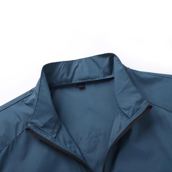 Men Outdoor Jacket Stand Collar Zip Placket Breathable Pocket Ultrathin Sportswear Anti-UV Plus Size Camping Sun Protection Clothing Men Clothes