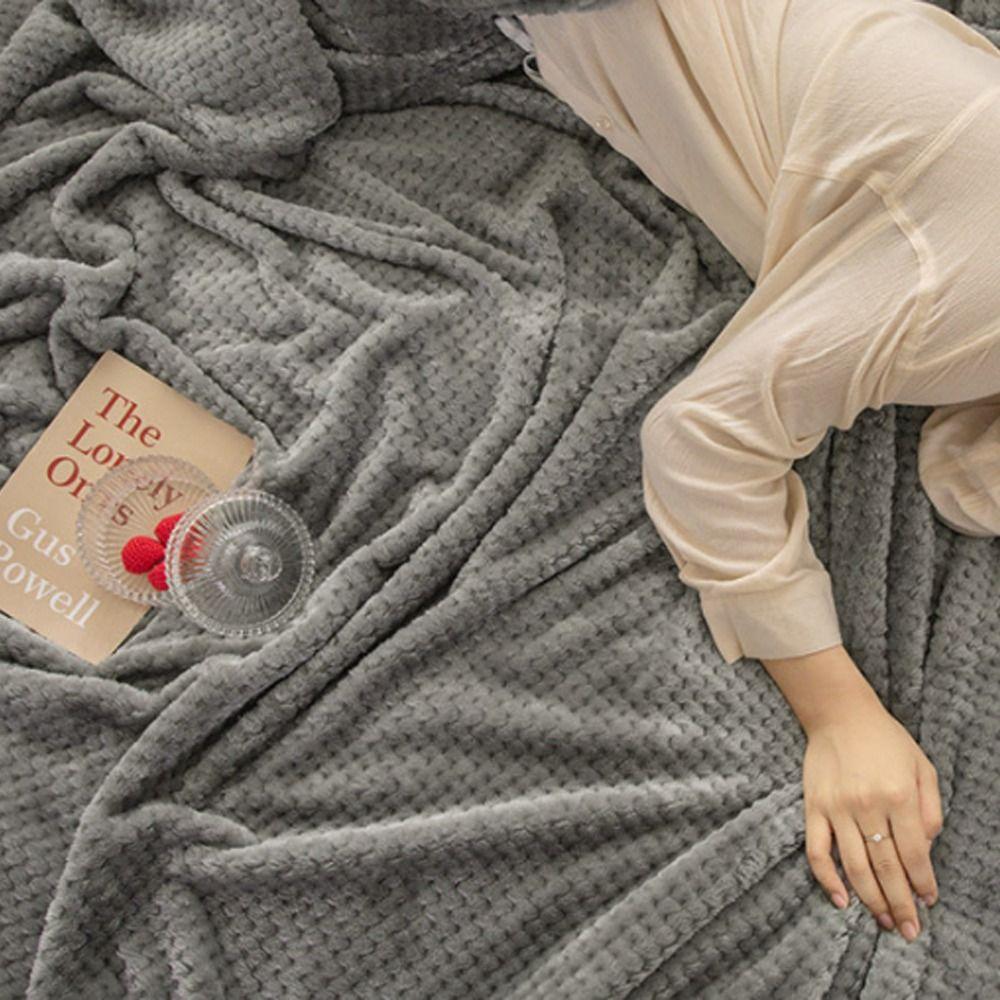 Warm Soft Waffle Textured Large Size Bed Sofa Home Textile Fleece Blanket Quilt Flannel Blanket