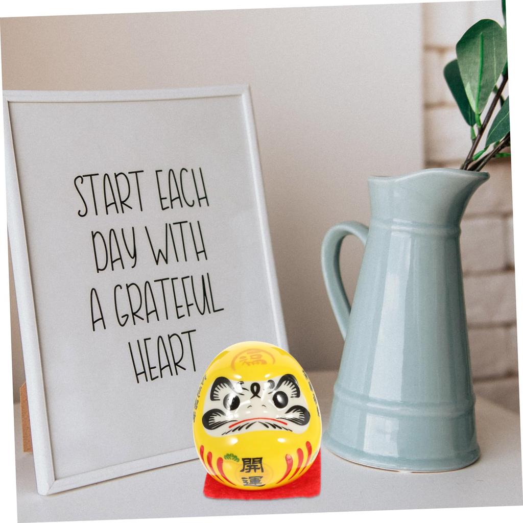 BESTOYARD Daruma Daruma Figurine Beckoning Cat Interior Lucky Charm Japanese Style Entrance Decoration New Year Gift Ceramic Craft Car Interior