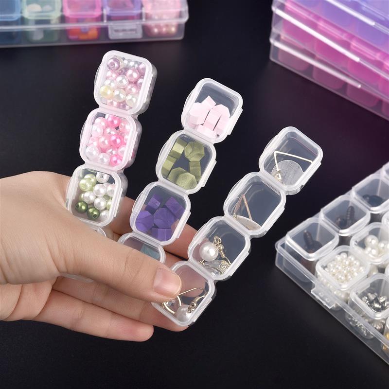 28/56 Grids Plastic Jewelry Storage Box Necklace Earrings Rings Jewelry Packaging Organizer Portable Pill Medicine Storage Box