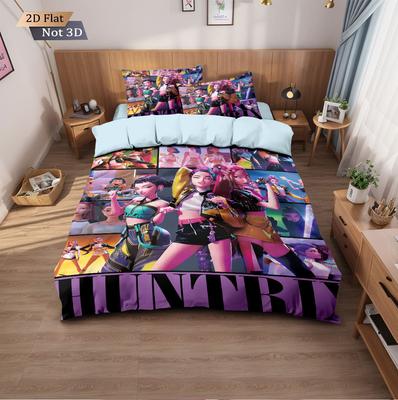 3pcs Kpop Devil Girl Group Print Coreless Bedding Set Multi Size Bedrooms Dormitory Duvet Cover Soft Machine Washable
