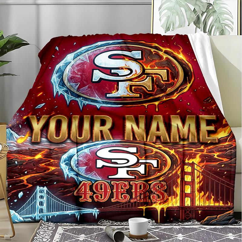 custom Name Text Fire Ice Theme blanket Soft Flannel Blanket Plush Throw Blanket Cozy Sofa Bed Blanket for Home Decor