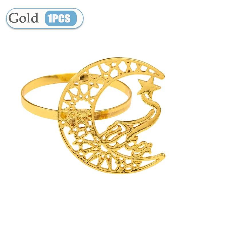 Ramadan Festive Tableware Elegant Crescent Napkin Rings Metal Cut Out Design for Eid Mubarak Wedding Party Decorations Gift Idea