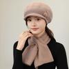 Autumn and Winter New Knitted Basin Hat Scarf Set Women's Fashion Warm Wool Hat Mother Hat Shows a Small Face Versatile Model