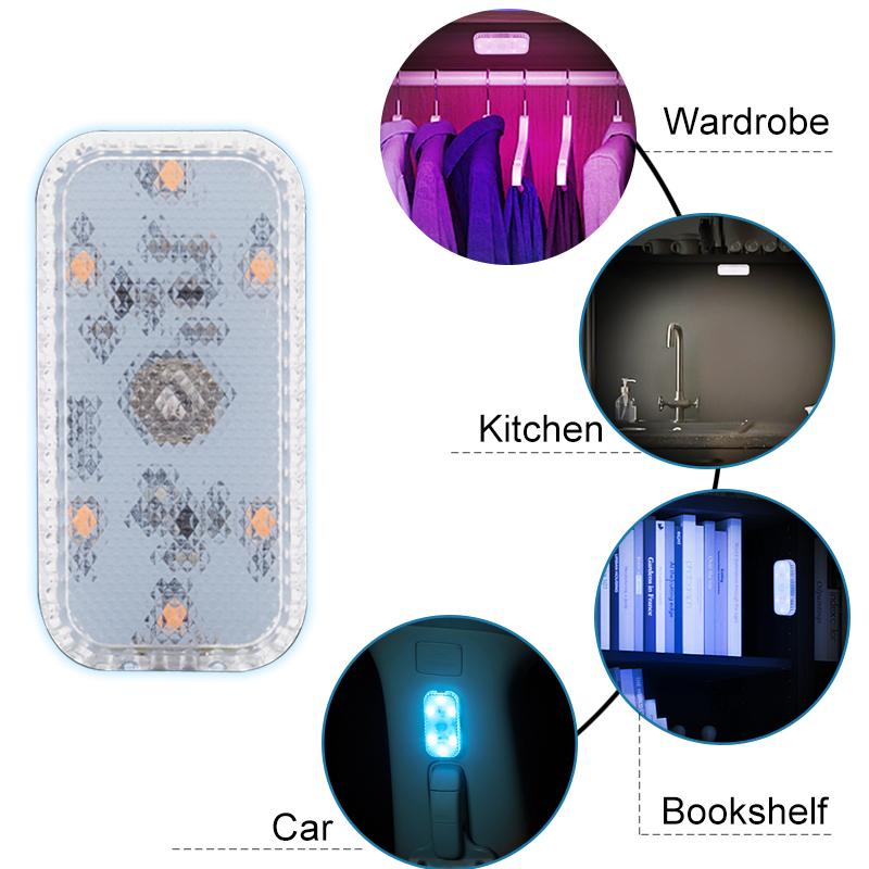 Luz de Toque LED Mini Sem Fio Iluminação Interior do Carro Luz de Leitura de Teto para Porta Pé Porta-Malas Caixa de Armazenamento Carregamento USB