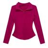 Elastic Tight Sexy Lapel Long Sleeve T-shirt Women Hottie Turndown Collar Slim Undershirt Inside Velveteen Sports Shirt Casual