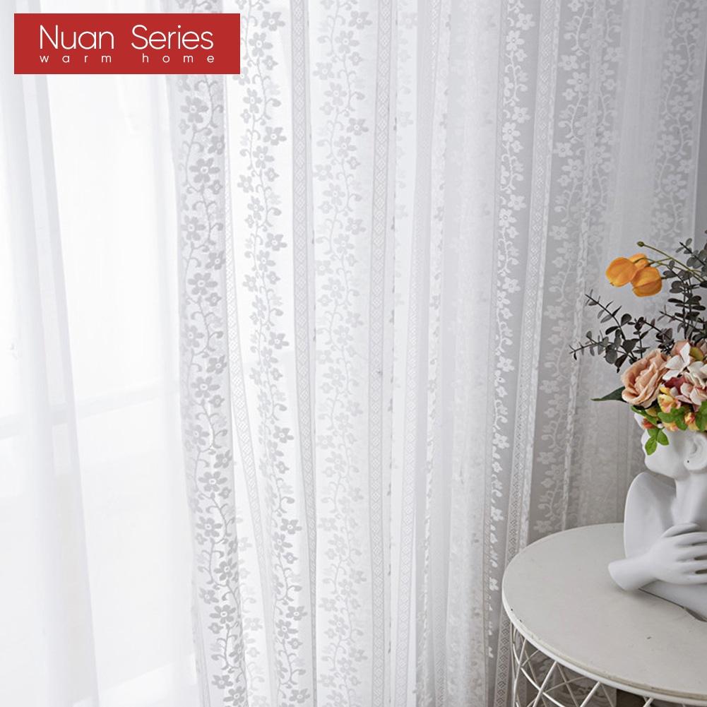 1PC Nuan Series 10-20% Light Blocking French Lace Warp Knitted Sheer Curtain for Living Room Bedroom Balcony Home Decor