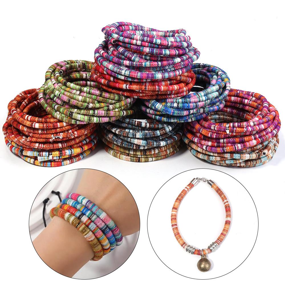 5Yards 6mm Round Cotton Cord Colorful Handmade Ethnic Style String Rope For DIY Jewelry Making Sewing Clothing Decor Accessories