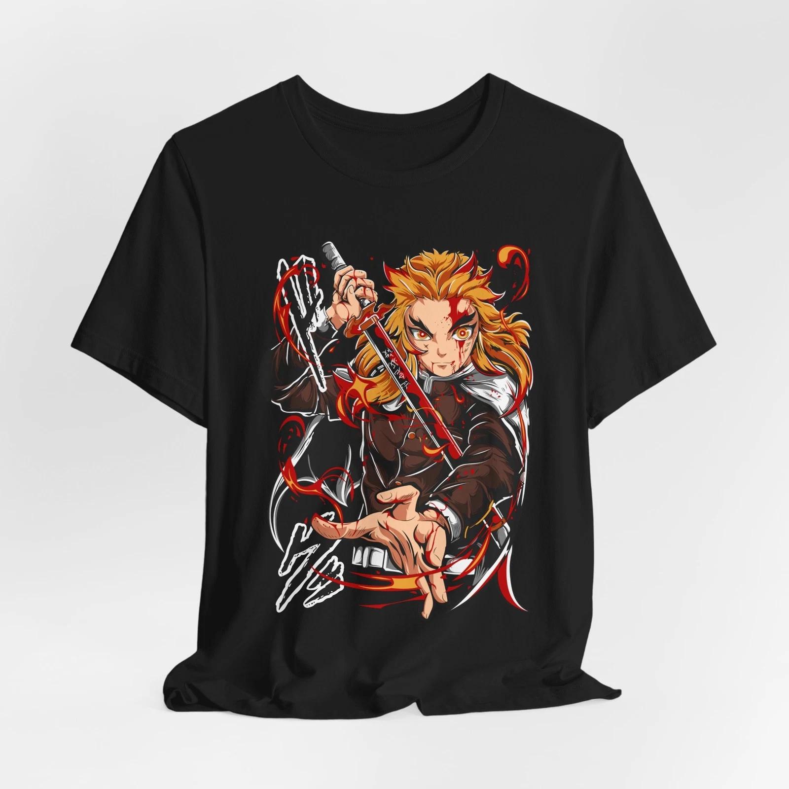 Футболка Rengoku Flame, Аниме-футболка Demon Slayer, Топ с графикой Хасира, Косплей манги 4XL