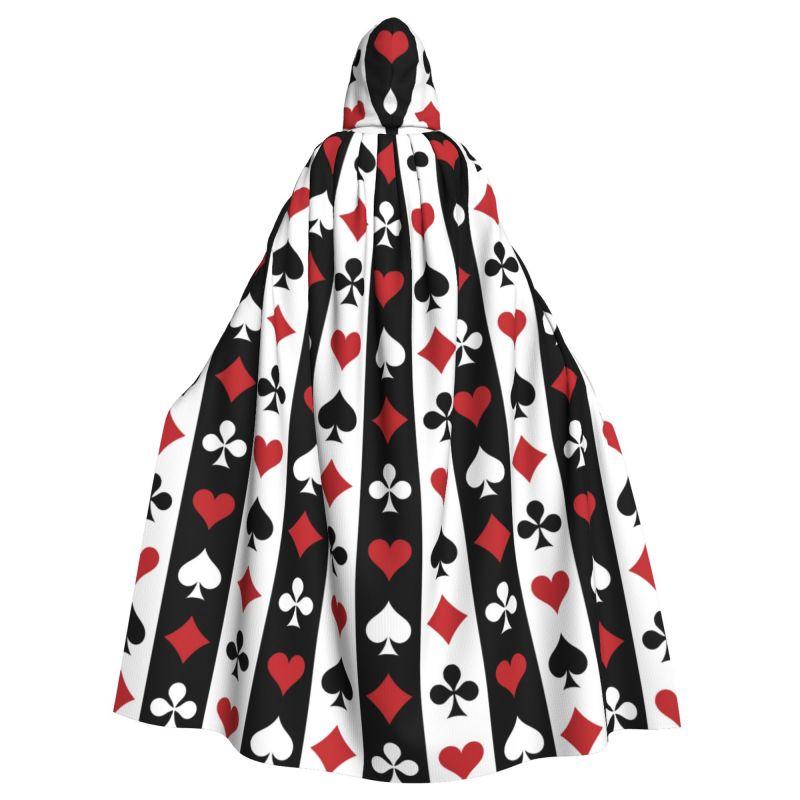 Poker Red Black Alice In Wonderland Hooded Cloak Unisex Hood Cloak Cosplay Medieval Costume Witch Wicca Elf Purim Carnival Party