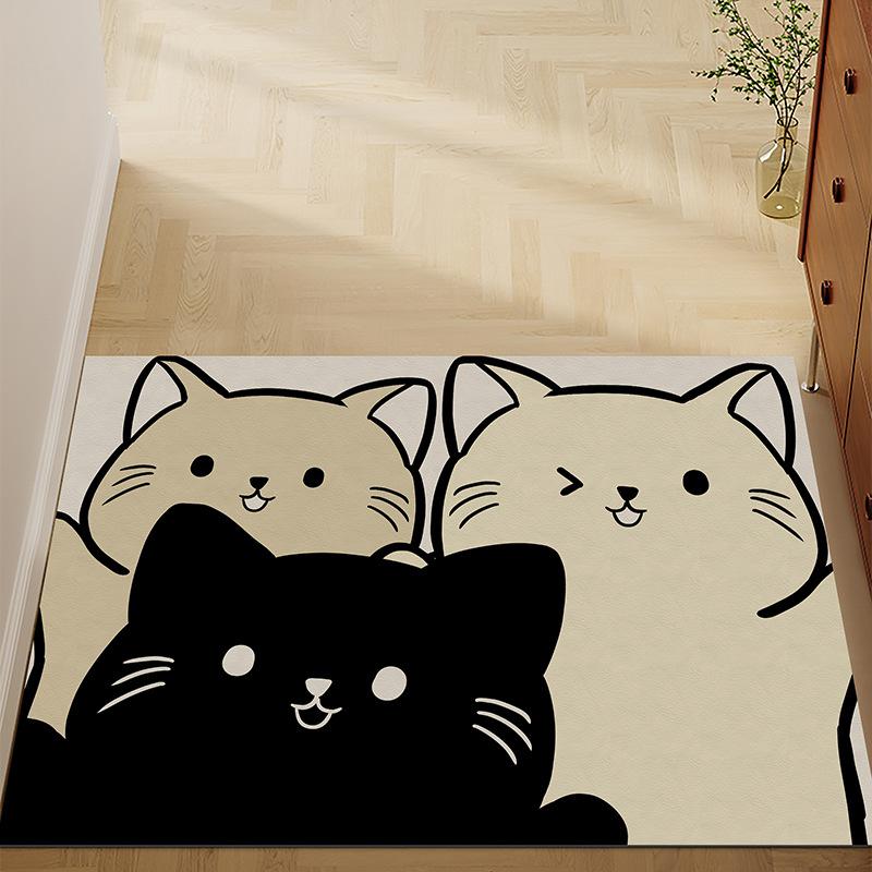 Cute Cat Household Door Floor Mat Leather Floor Mat Entry Door Porch Non-Slip And Wear-Resistant Foot Mat Girl Heart Floor Mat