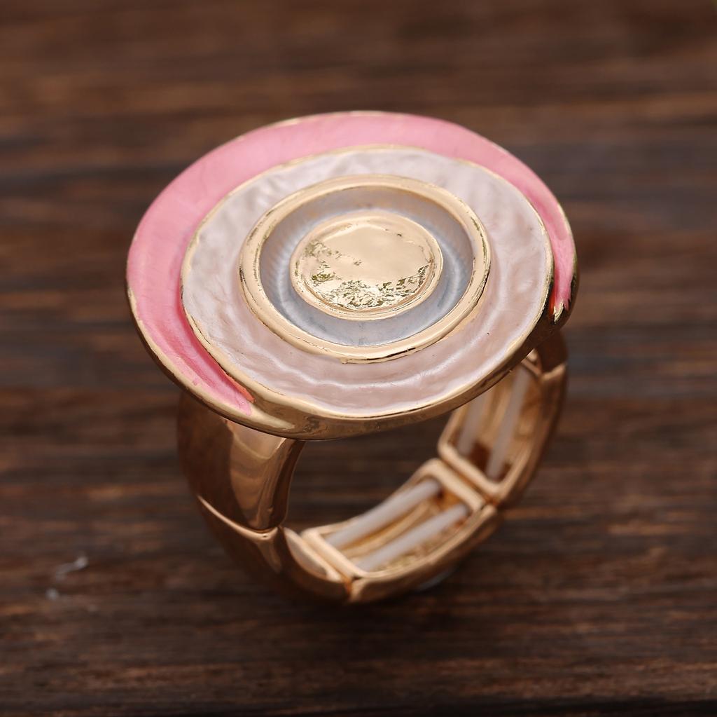 New color painting oil geometric disc elastic alloy ring fashionable and simple women's street versatile ring
