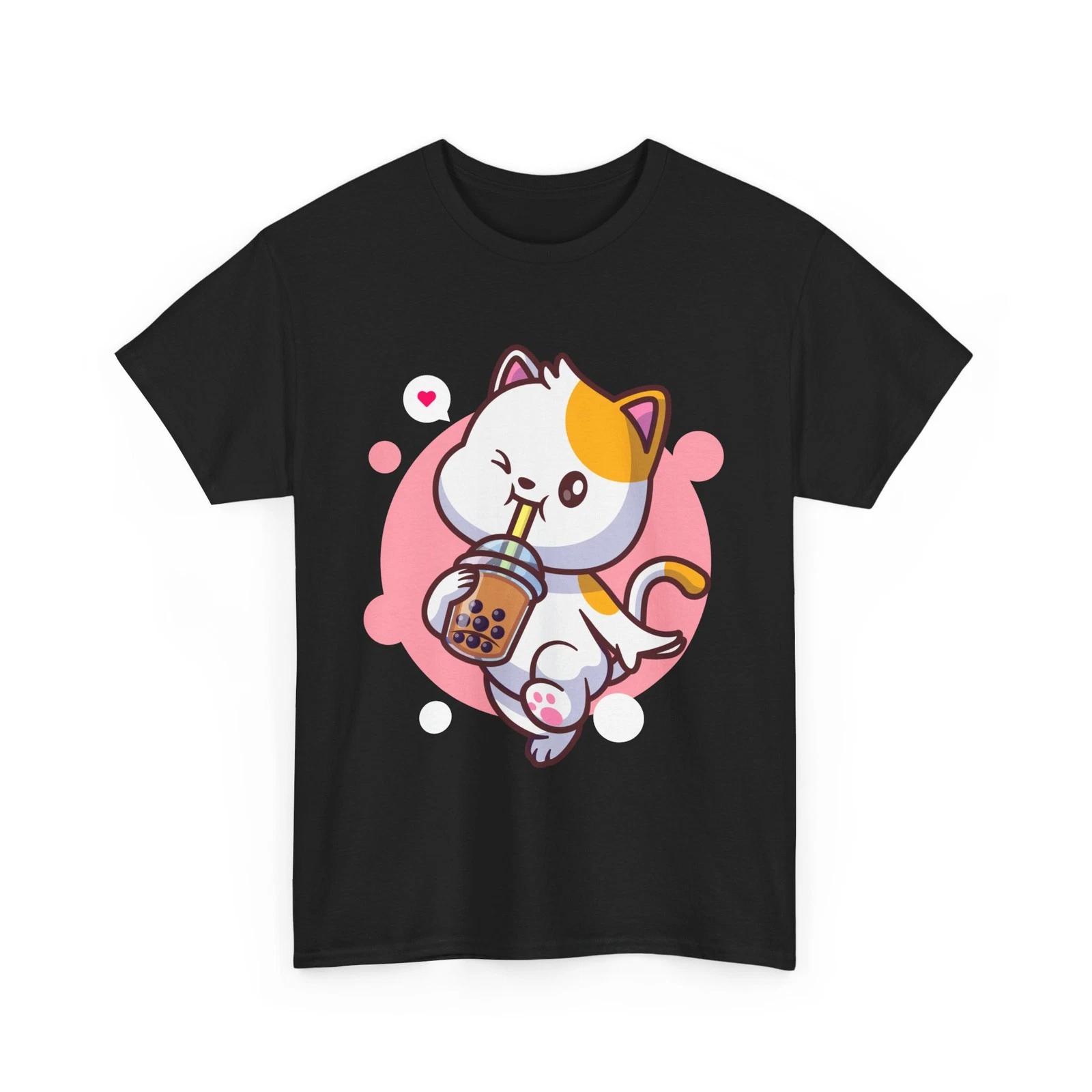 Anime Cat Shirt, Kawaii Cat Neko Boba Tea Cats Lovers Funny T-shirt 3XL