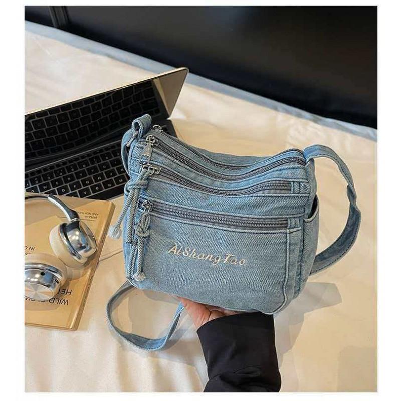 

Literary Denim Lazy Retro Shoulder Bag American Women s Travel Commuting Atmosphere Cross-body Small 20x10x16 світло-синій колір