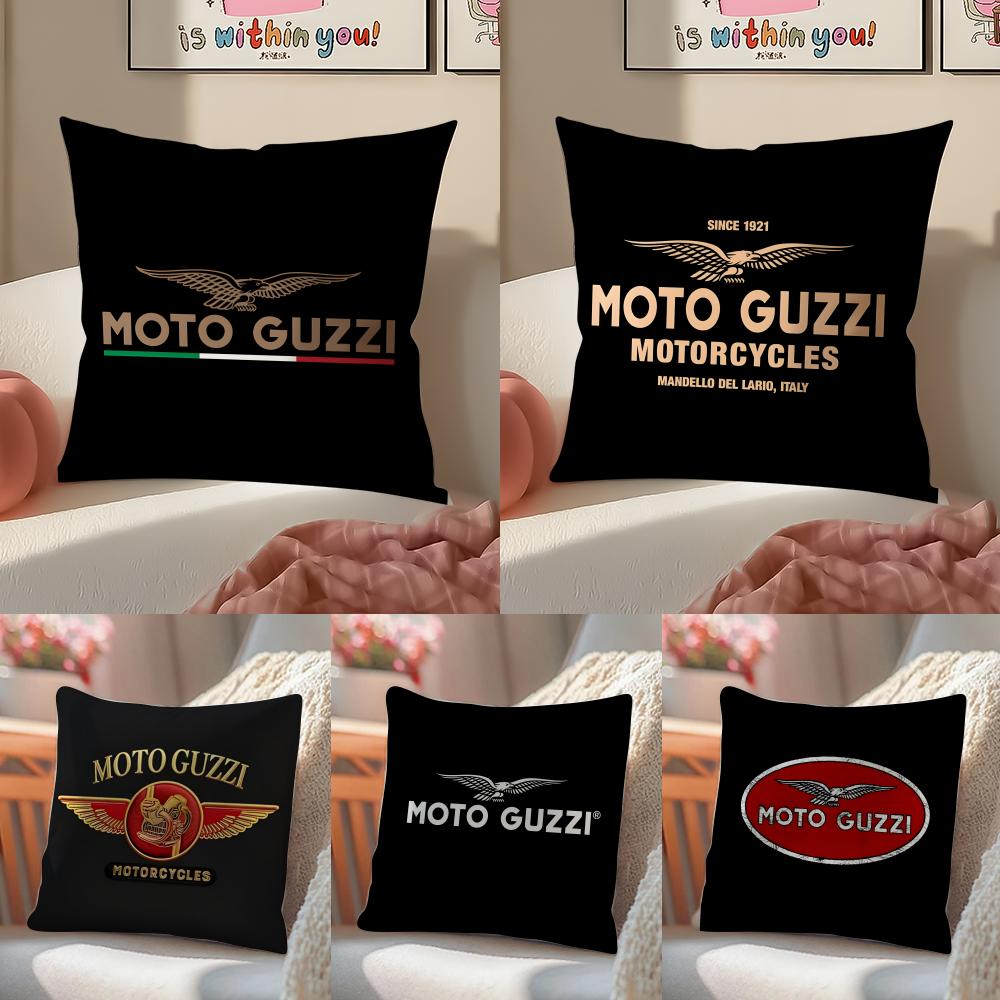 Classic Italian Brand MMoto Guzzi Cushion Cover Pillowcase Short Plush Invisible Zipper Room Sofa Cushion Cover