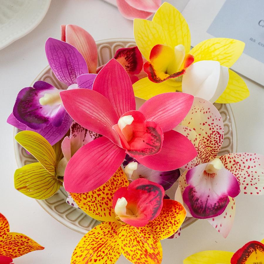 50/100PCS Artificial Flower Silk Orchid Home Room Table Decora Festival Outdoor Garden Yard Wedding Bridal Bouquet Diy Gift Box