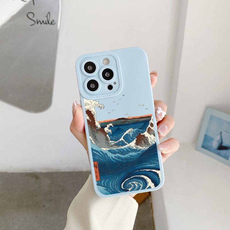 Ukiyoe Sea Wave Water Splash Phone Case For iPhone 14 13 12 11 Pro Max 14 Plus X XS XR 7 8 Plus SE 2020 Soft Silicone Back Cover