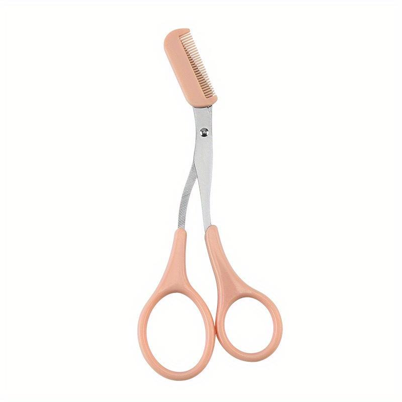 Pink Stainless Steel Eyebrow Trimming Scissors with Built-In Comb Precision Grooming Tool For Home and Professional Use, Eyebrow Grooming