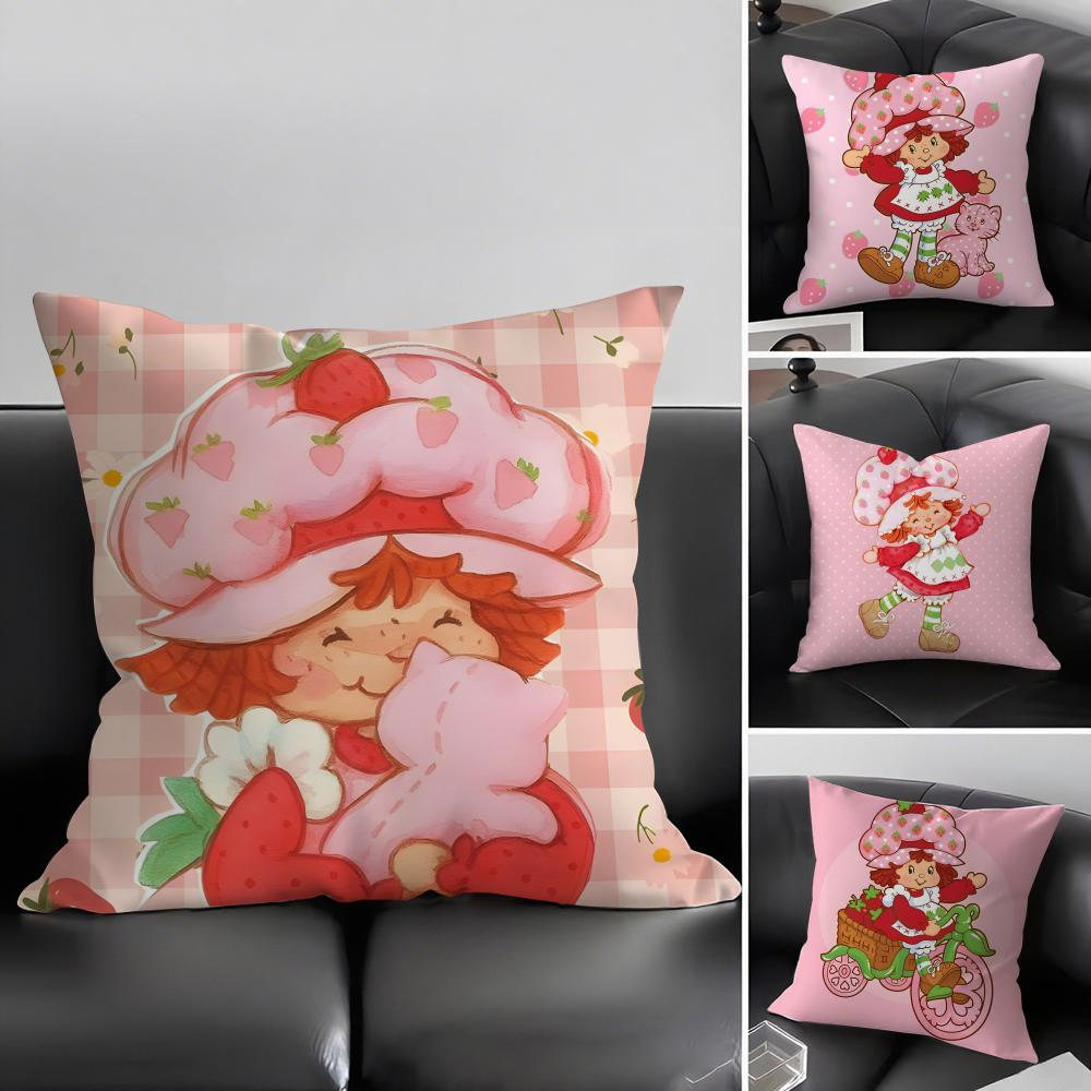 SStrawberry ShortcakeE Cute Cushion Cover Pillowcase Ultra Soft Skin Friendly Fabric Cloud Like Comfort Concealed Zipper