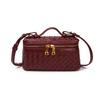 Cross-border Exclusive: Horizontal Woven Soft Leather Accordion Shoulder Bag for Women