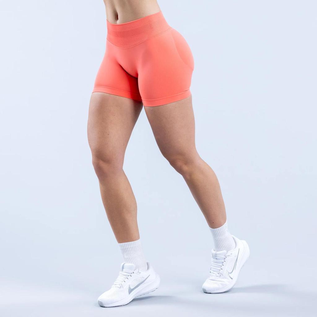 Pantalones Cortos de Yoga DF: 50 Colores, Cintura Original Fruncida de Tres Secciones, Levanta Glúteos, Tiro Bajo, Pantalones de Fitness sin Costuras de Tres Puntos