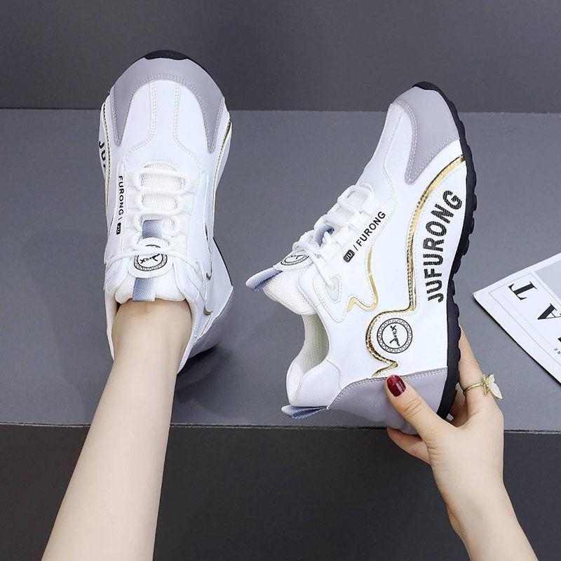 Soft leather women's shoes comfortable soft-soled sports casual shoes women's non-slip versatile dad shoes autumn new height-increasing white shoes