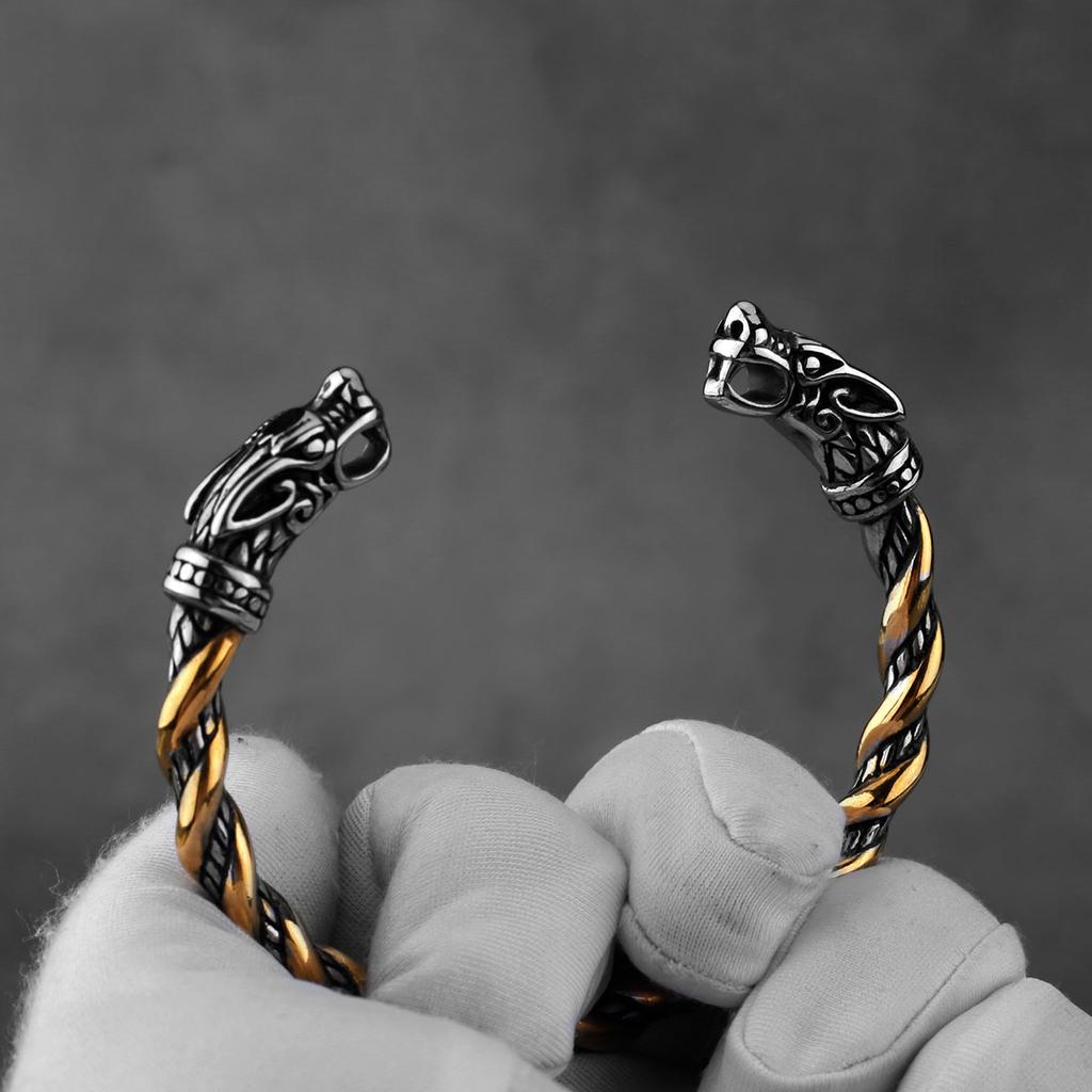 Viking Faucet Tricolor Optional Cuff Bracelet Stainless Steel Fashion Trend Wedding Gift Men's Jewelry Wholesale