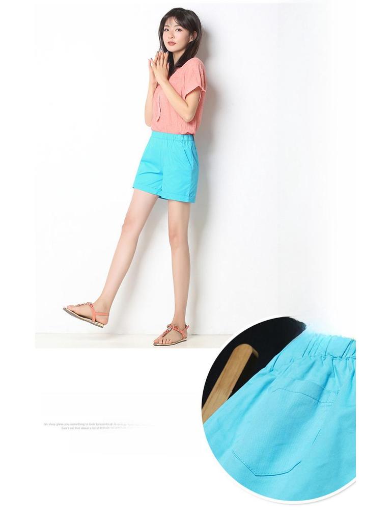 Damen Candy Farbe Elastischer Bund Beach Shorts - Übergröße, Lockere Passform, Weites Bein, Sommer Home & Sport Baumwoll-Leggings