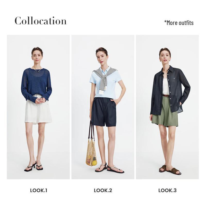 Navigare Women's Tencel Linen Belted Bermuda Shorts