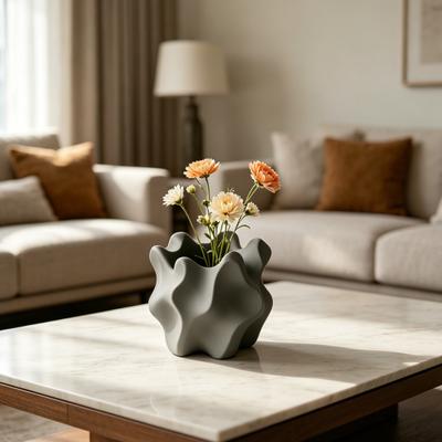 Vaso Stile Bohémien Stampato in 3D Vaso Decorativo Geometrico Minimalista Vaso per Fiori Moderno in Stile Rustico per Tavolino Scaffale Decorazione Ufficio