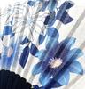 [Hanakanzashi] Women's Clematis Fan Set with Fan Case, White, Indigo, Navy Blue, 21cm [1061 Clematis]