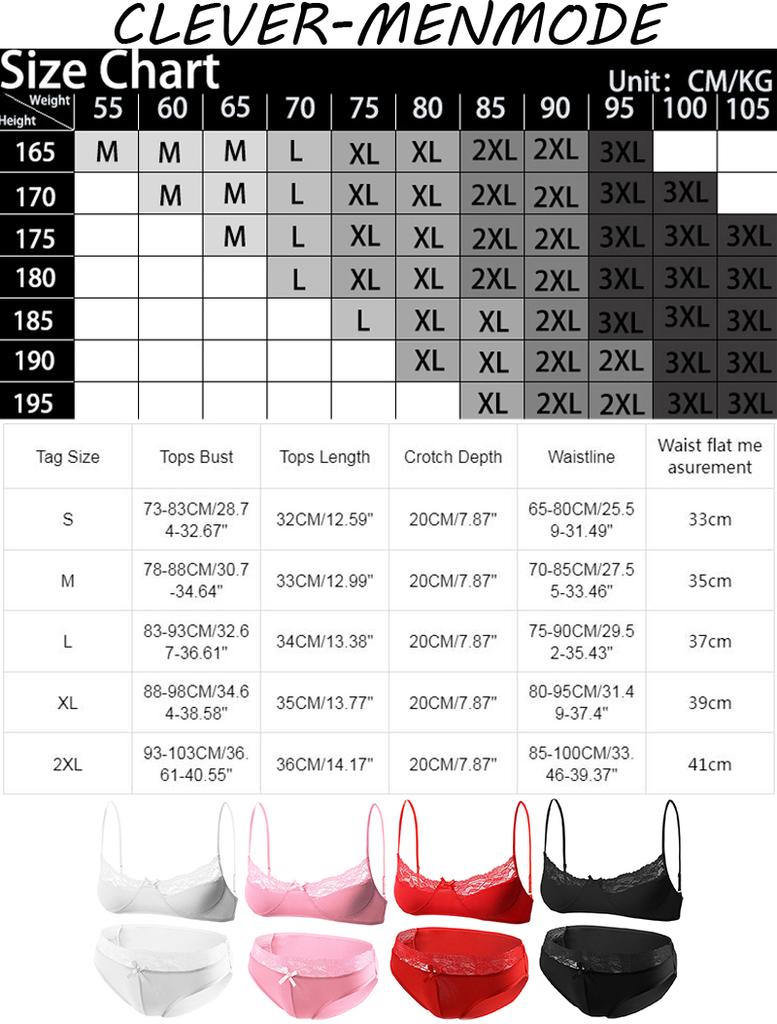 Men's Sexy Lace Adjustable Bra Briefs Set Bdsm Sissy Sex Femboy Lingerie See-Through Transparent Erotic Costume Rave Accessories