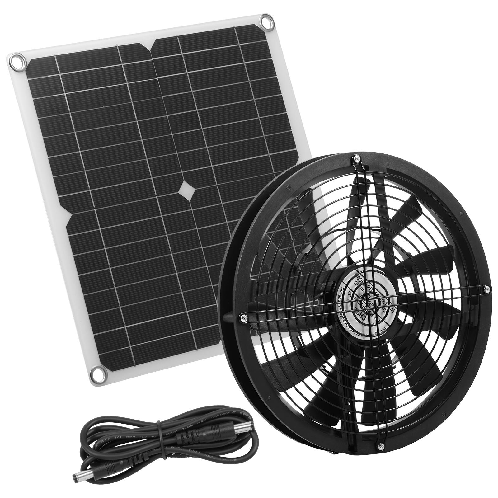 

100W Exhaust Fan With Solar Panel Sets Round Ventilation Case Exhaust Fan for Outdoor Chicken Coop Greenhouse Shed Fan 12 V