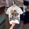 Mens Loose Fit Short Sleeve T-Shirt With Cartoon Embroidery Print Cotton Crew Neck Casual Top