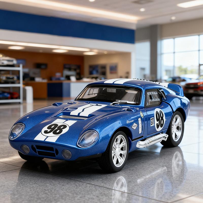 

1:32 Mustang Shelby Cobra Daytona Coupe Alloy Die Cast Toy Car Model Sound and Light Children s Toy Collectibles Birthday Gift синий