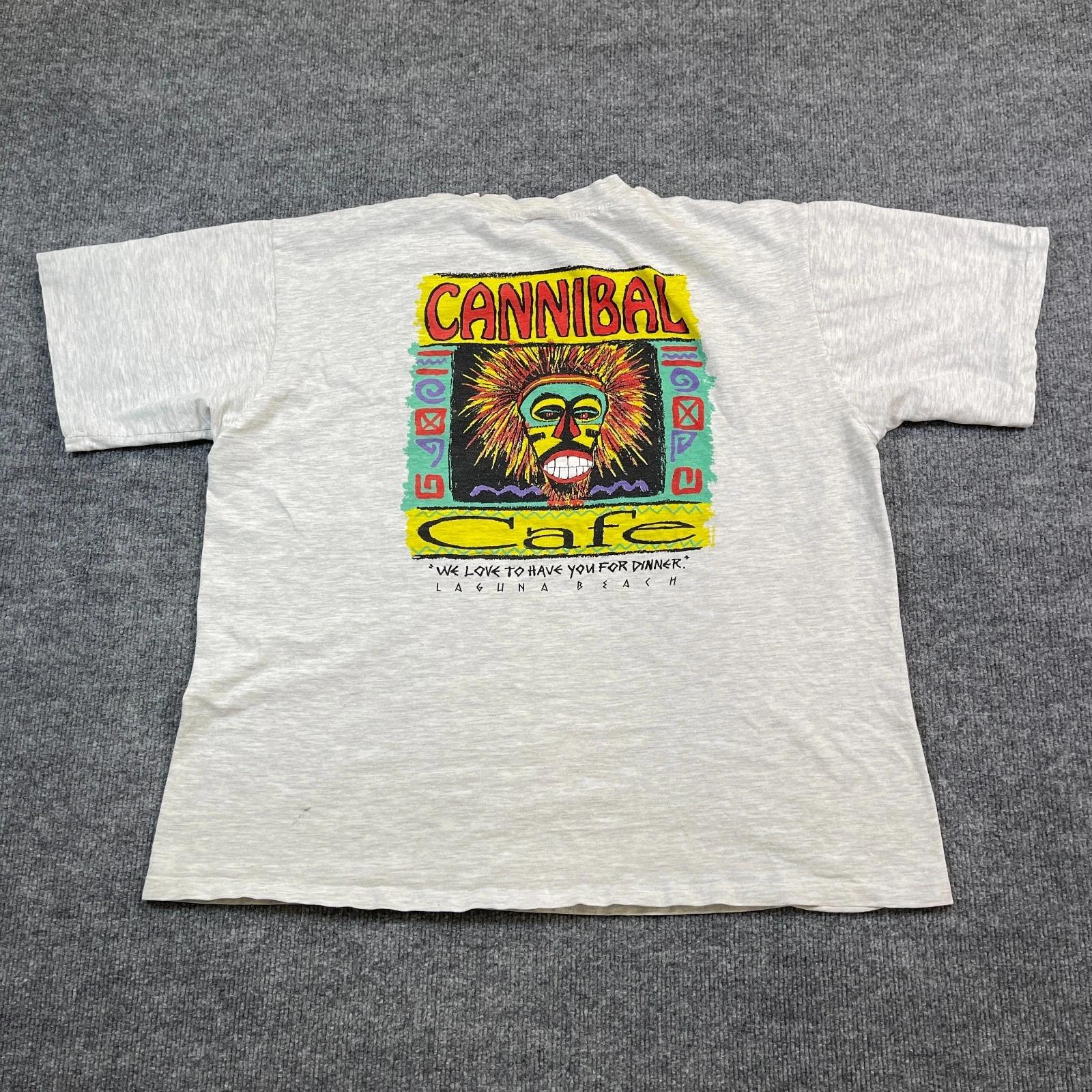 

Винтажная рубашка 80-х Crazy-Shirts Cannibal Cafe Tribal XL 24x25 Рубашка Laguna-Beach 4XL