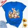 Easter Bunny Tshirt Cute Rabbit With Vibrant Floral Decorated Eggs Kawaii Graphic Festive Casual Looks For Spring Celebrations