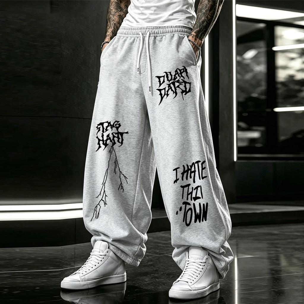 Men’s loose-fitting, straight-leg trousers with a drape stretch waistband versatile casual and sports trousers for everyday wear