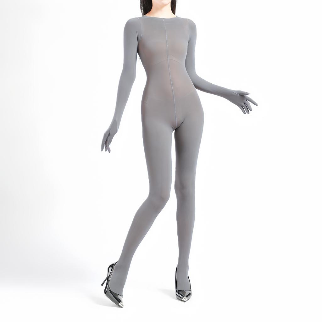 120D Velvet Full Body Stockings Warm Tights Unisex Shaping Seamless Leg Slimming Bodysuits Five Finger Gloves Jumpsuits Leotard