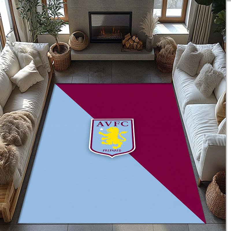 Tappeto in Velluto di Cristallo con Stampa Calcio Aston Villa, Comodo Assorbente d'Acqua Antiscivolo Tappeto per Pavimenti Interni