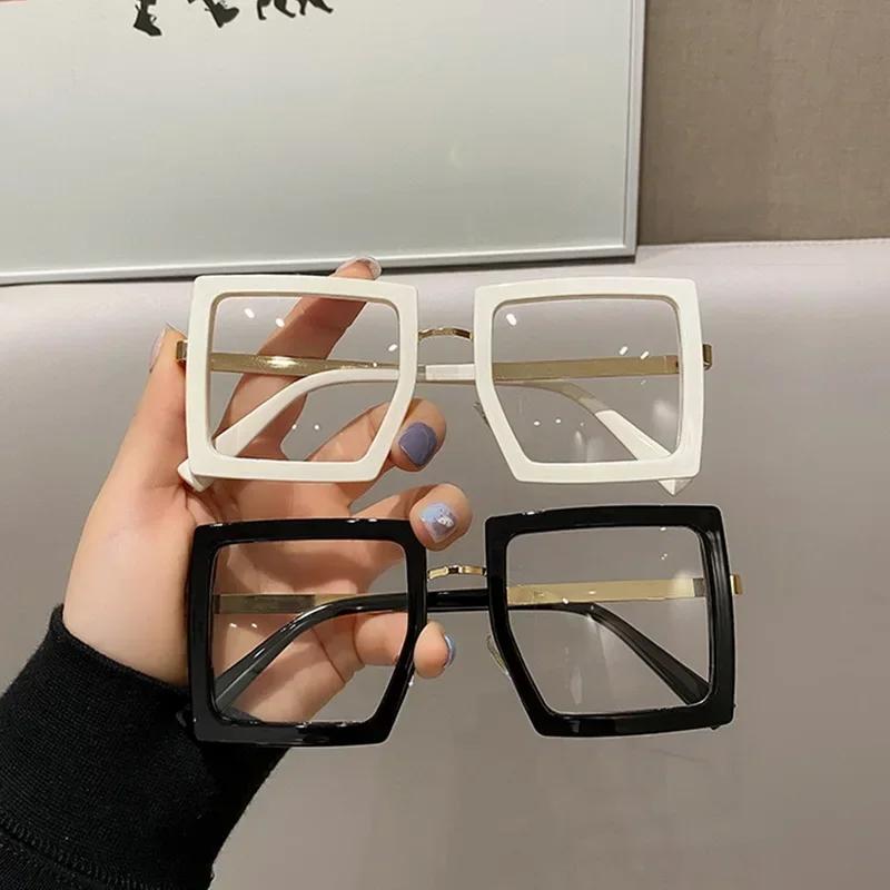 New Oversized Square Anti Blue Light Blocking Glasses High Definition Optical Protect Eyewear Fashion Plain for Men Women