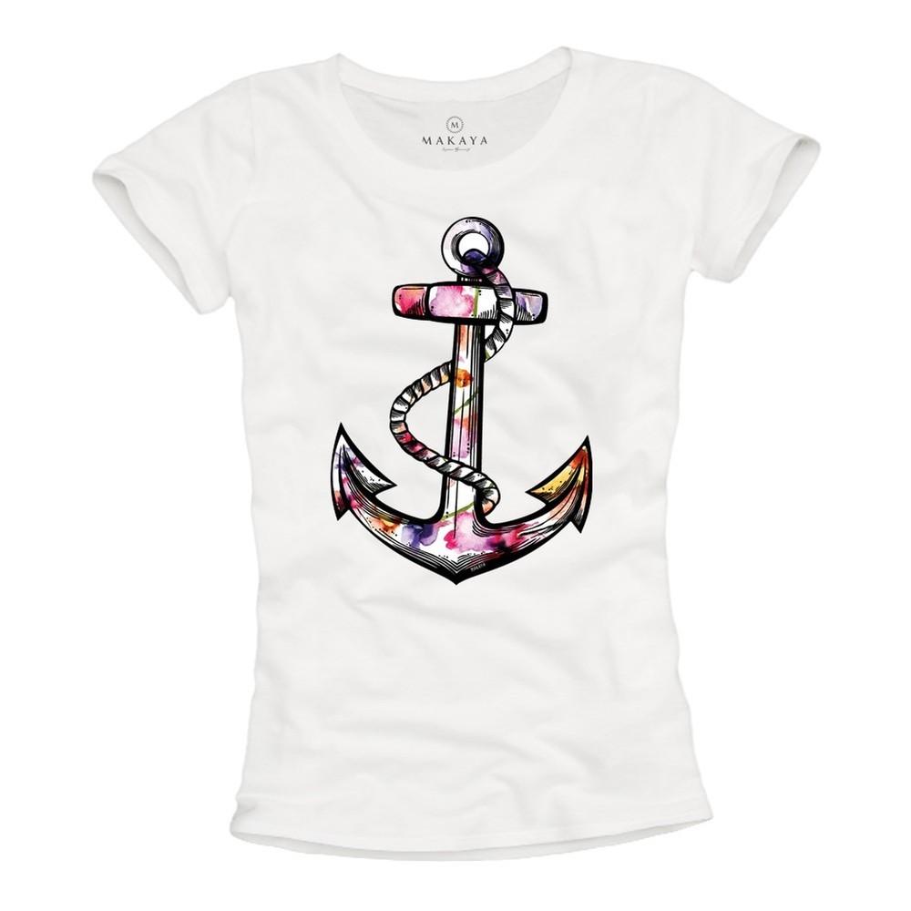 

Anchor T Shirt Floral Women Top Print Colorful Sail Fashion Pirate Top White Unisex T-Shirt XXXL