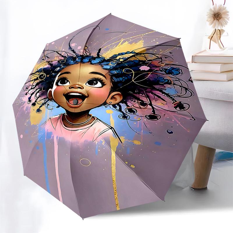 Black Princess Automatic Opening/Closing Umbrella with Foldable Design and Iron Frame - Perfect for Outdoor Use, Festive Gifts, Travel, Dail