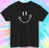 Happy Face Tee Middle Finger Smile Funny Graphic T-Shirt S-5XL
