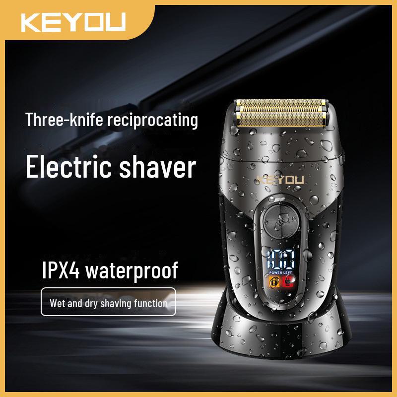 KY69 Dual-Layer USB Electric Bald Shaver with LCD Display
