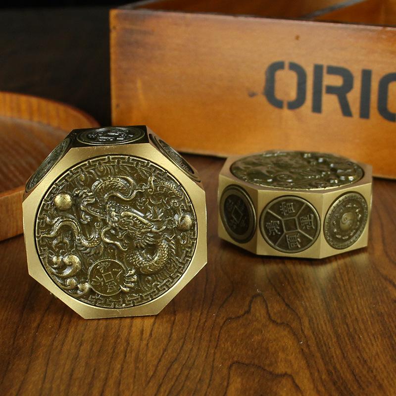 Pure Copper Eight-sided Hand-to-hand Piece Men's Elderly Decompress and Get Rich Overnight Wufu Linmen Copper Product Gift Brass Ornament