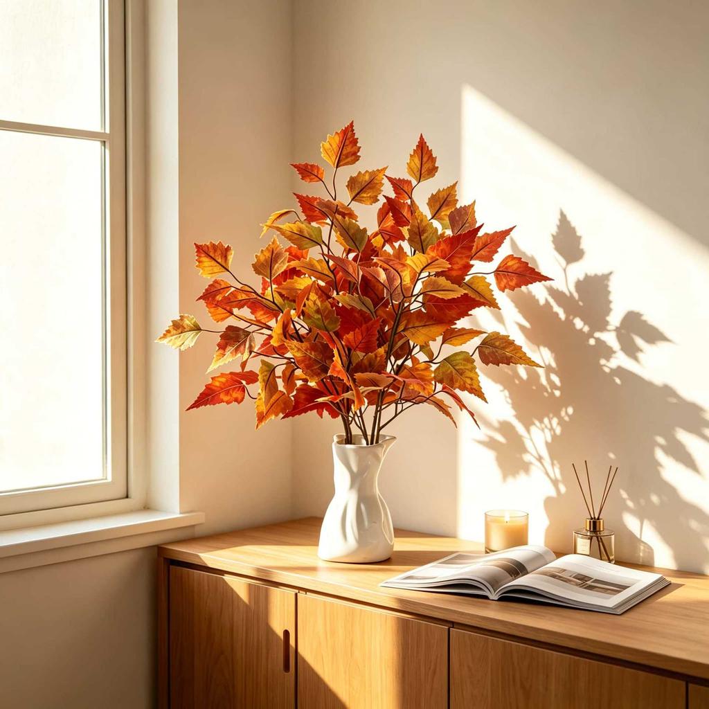 Artificial Fall Maple Leaves Bouquet for Thanksgiving Home Decor
